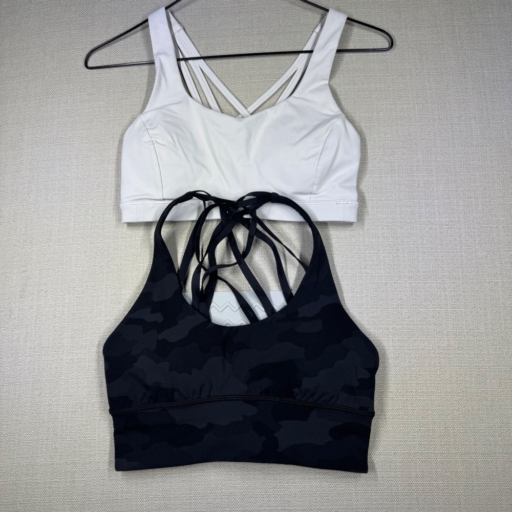 BUNDLE Lululemon Womens 'Free to Be' Light Gray Black Camo Size 4 LW2AJ8S/CS2S